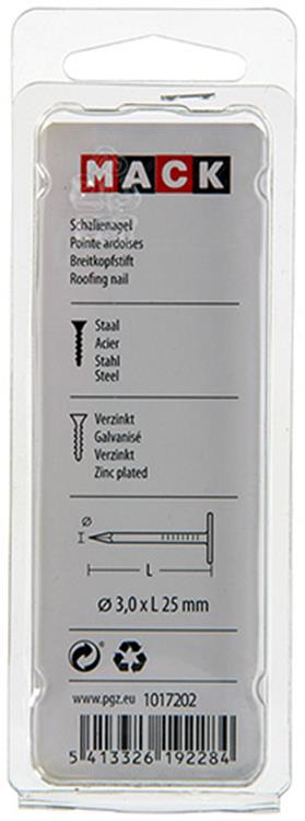 Mack 1017202 – Schiefernagel Stahl verzinkt 100 gr 3,0 x 25 mm | 5 Stück