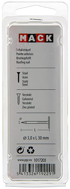 Mack 1017206 – Schiefernagel aus verzinktem Stahl, 100 g, 3,5 x 60 mm | 5 Stück