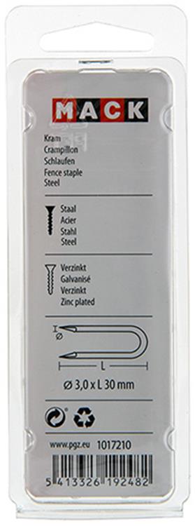 Mack 1017210 – Klammerstahl verzinkt 100 gr 3,0 x 30 mm | 5 Stück