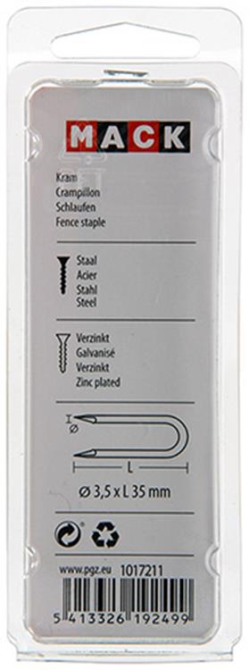 Mack 1017211 – Klammerstahl verzinkt 100 gr 3,5 x 35 mm | 5 Stück