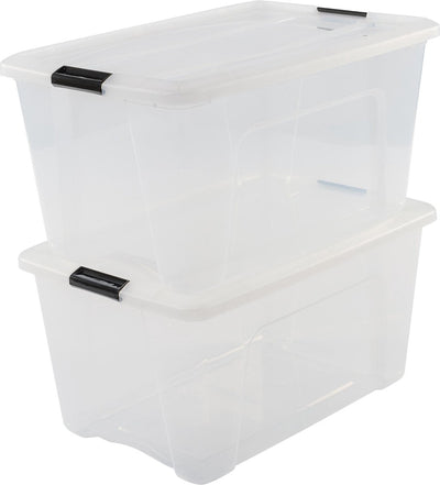 Iris Topbox Aufbewahrungsbox – 45l – Kunststoff – transparent schwarz – 2er-Set