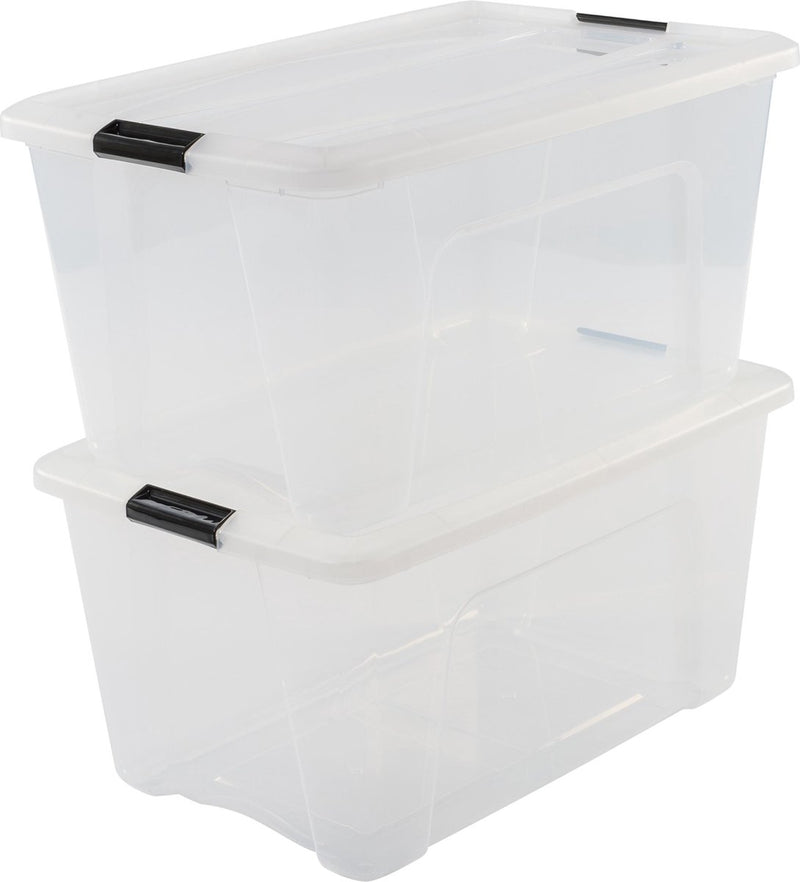 Iris Topbox Aufbewahrungsbox – 45l – Kunststoff – transparent schwarz – 2er-Set