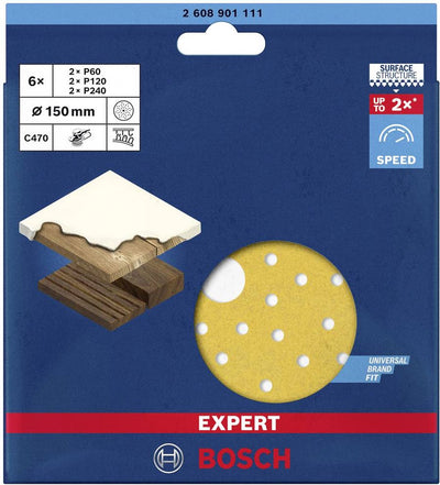 Bosch Zubehör Expert C470 2608901111 Exzenter-Schleifpapier-Set gelocht (ø) 150 mm 6 Stück