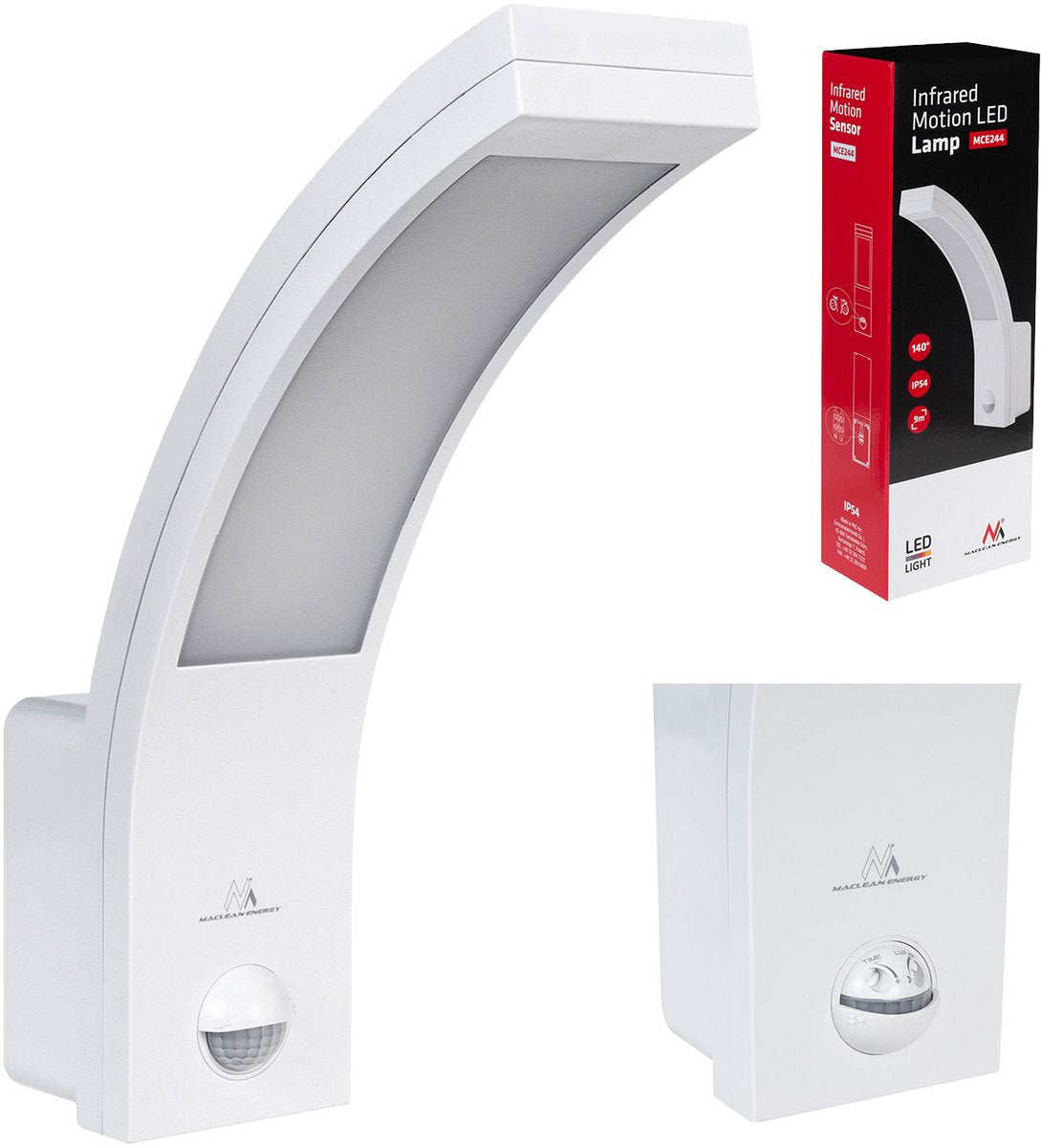 Maclean LED-Lampe mit Infrarot-Bewegungssensor mce244 mit ACU 850lm 10W IP54