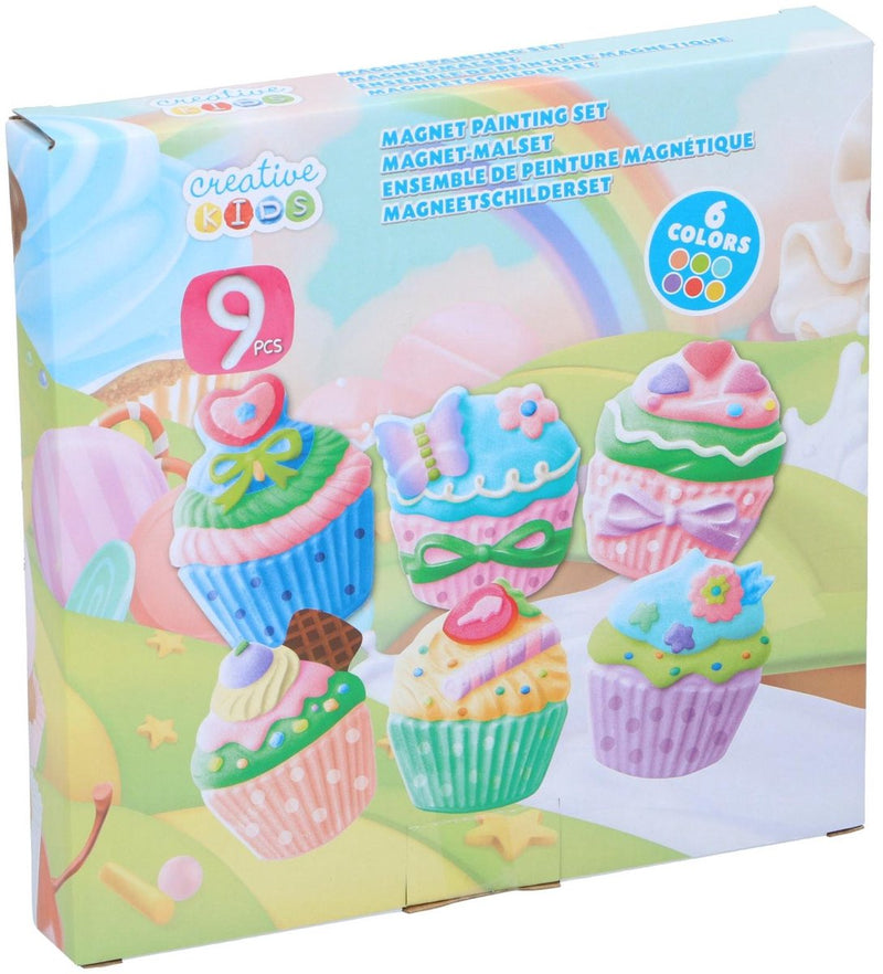 Kreatives Kinder-Magnet-Malset für Kinder – Bastelset mit Farbe und Pinsel – 6 Farben – Prinzessinnen- oder Cupcake-Thema – 1 zufällige Variante