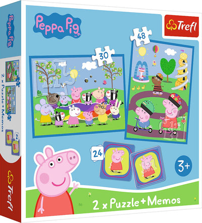 Trefl Peppa Pig-Spiel – 2-in-1-Memo- und Puzzlespiel für Kinder.