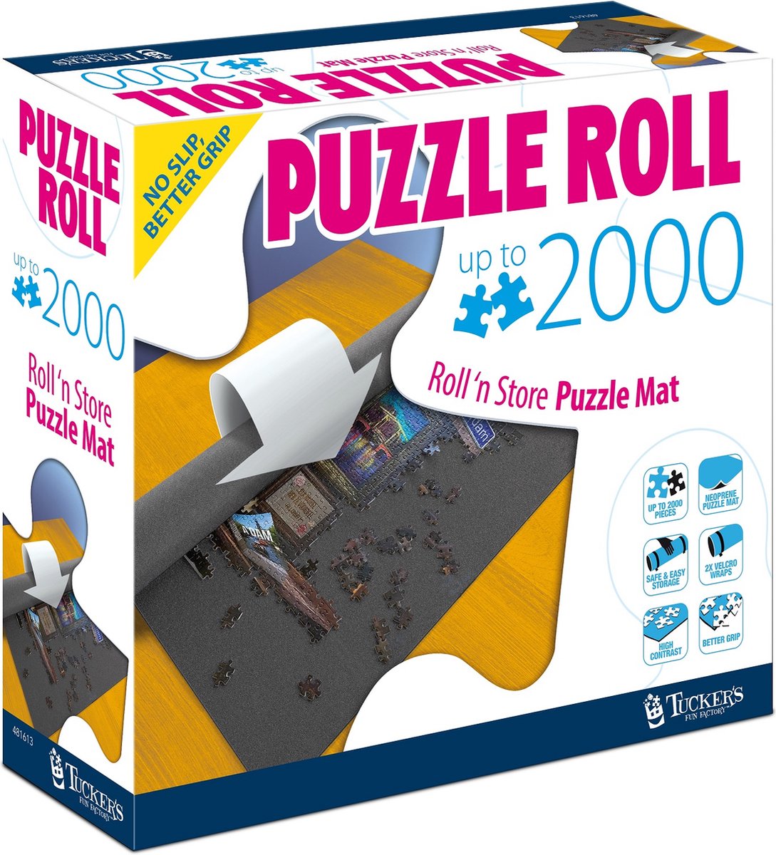 Tucker's Fun Factory Roll-Up-Puzzlematte 2000 Teile (Roll 'n Store Puzzle-Matte) – Neopren (kein Verrutschen, besserer Halt) + Klettverschluss –