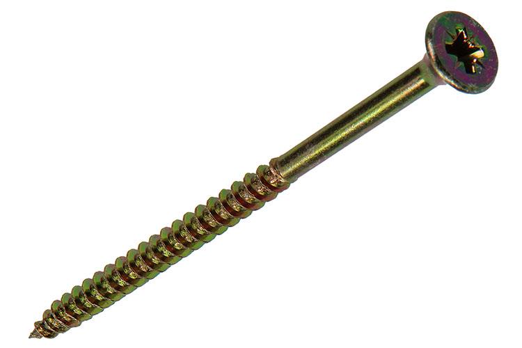 Mack 1017261 – Spanplattenschraube mit Kopf gelb beschichtet. 5 Stück 5,0 x 90 mm | 5 Stück