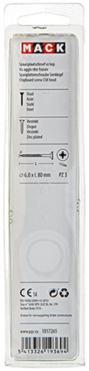 Mack 1017265 – Spanplattenschraube mit Kopf gelb beschichtet. 5 Stück 6,0 x 80 mm | 5 Stück