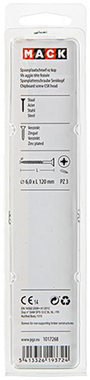 Mack 1017268 – Spanplattenschraube mit Kopf gelb beschichtet. 4 Stück 6,0 x 120 mm | 5 Stück