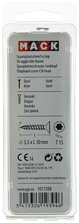 Mack 1017288 - spainplschr.vzkop-selfb. gelb plattiert 26 Stück 3,5 x 30 mm | 10 Stück