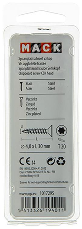 Mack 1017295 - spanienplschr.vzkop-selbstmontage gelb plattiert 22 Stück 4,0 x 30 mm | 10 Stück