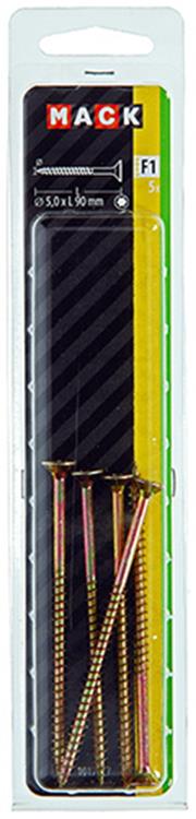 Mack 1017317 - spainplschr.vzkop-selfb. gelb plattiert 5 Stück 5,0 x 90 mm | 5 Stück