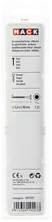 Mack 1017317 - spainplschr.vzkop-selfb. gelb plattiert 5 Stück 5,0 x 90 mm | 5 Stück