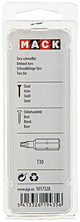Mack 1017328 - Torx-Schraubenbit Stahl unbehandelt 2 Stück T 30 | 10 Stück