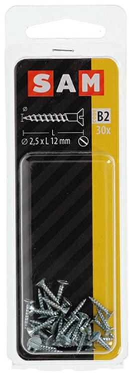 Mack 1017345 - Holzschraube Senkkopf verzinkt 30 Stück 2,5 x 12 mm | 10 Stück