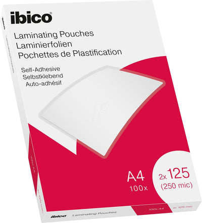 Ibico selbstklebende Laminierfolien – für A4-Dokumente – 2 x 125 Mikron – 100 Stück