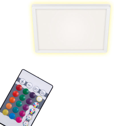 Briloner slim - LED Deckenleuchte - dimmbare Deckenleuchte - Deckenleuchte - RGB - Farbsteuerung - Hintergrundbeleuchtung - inkl. Fernbedienung - 15 Watt - 1.850 Lumen - 4.000 Kelvin - Weiß
