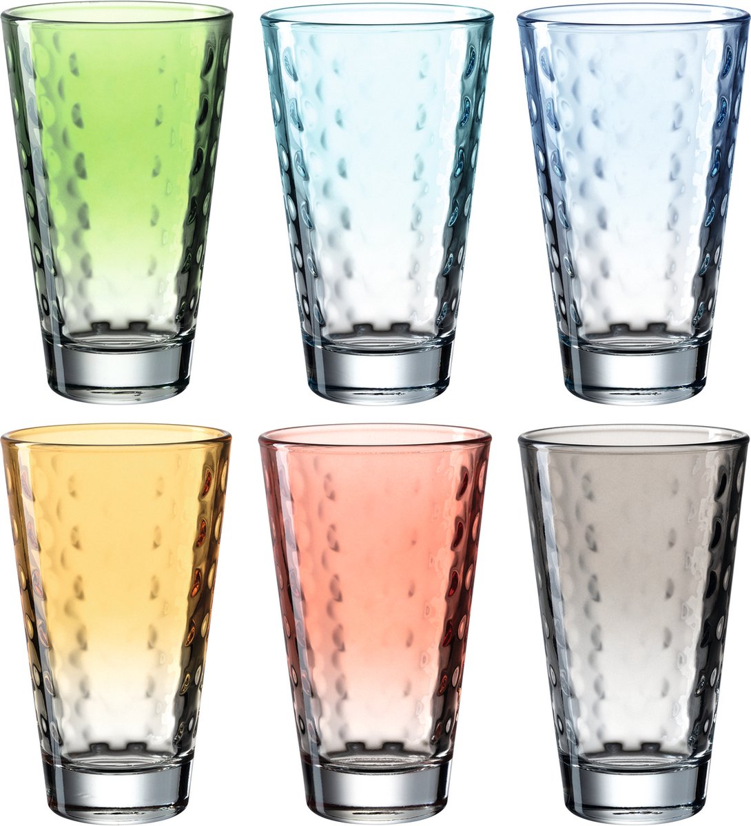 Leonardo-Optikgläser, sortiert, Pastellfarben, 300 ml – Set 6