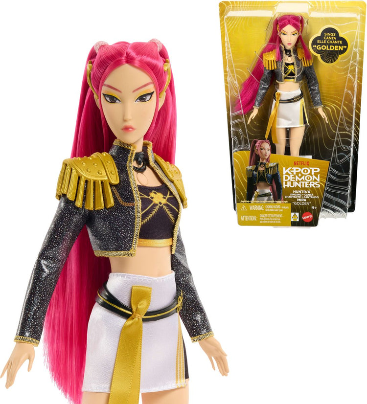 Mattel Kpop Dämonenjäger Hunter x Mira „goldene“ singende Puppe im Outfit
