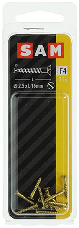 Mack 1019646 - Holzschraube Senkkopf Messing 11 Stück 2,5 x 16 mm | 10 Stück