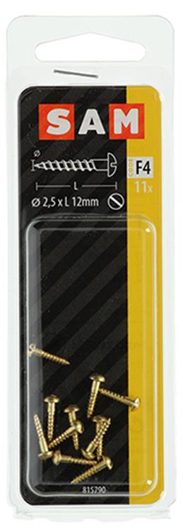 Mack 1019657 - Holzschraube Linsenkopf Messing 11 Stück 2,5 x 12 mm | 10 Stück