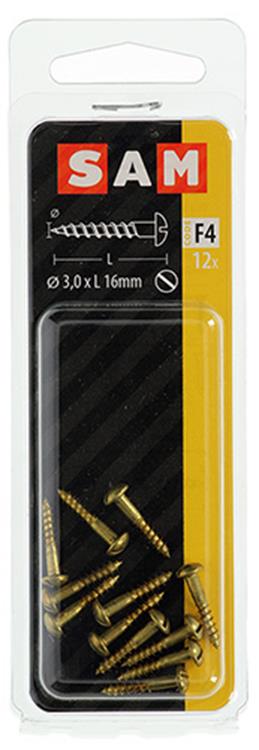 Mack 1019659 - Holzschraube Linsenkopf Messing 12 Stück 3,0 x 16 mm | 10 Stück