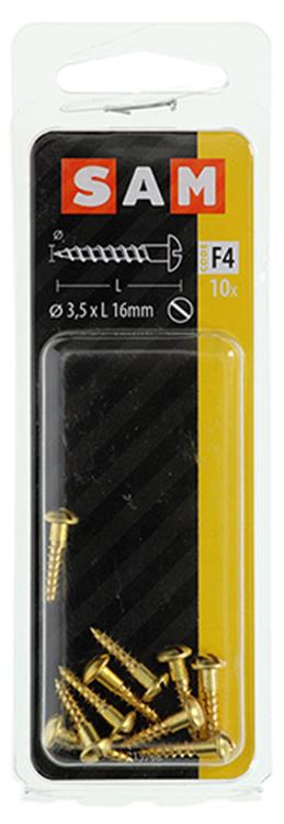 Mack 1019661 - Holzschraube Linsenkopf Messing 10 Stück 3,5 x 16 mm | 10 Stück