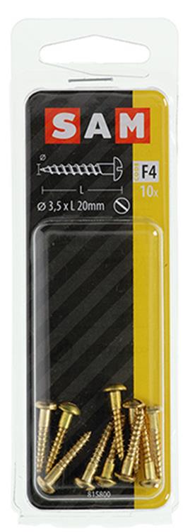 Mack 1019662 - Holzschraube Linsenkopf Messing 10 Stück 3,5 x 20 mm | 10 Stück