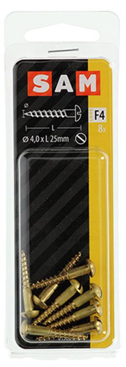 Mack 1019664 - Holzschraube Linsenkopf Messing 8 Stück 4,0 x 25 mm | 10 Stück