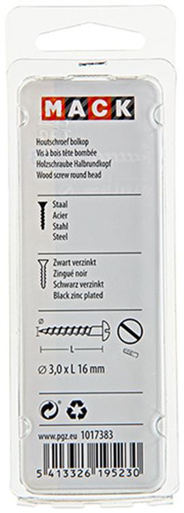 Mack 1017383 - Holzschraube Linsenkopf schwarz verzinkt 20 Stück 3,0 x 16 mm | 10 Stück