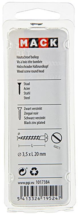 Mack 1017384 - Holzschraube Linsenkopf schwarz verzinkt 15 Stück 3,5 x 20 mm | 10 Stück