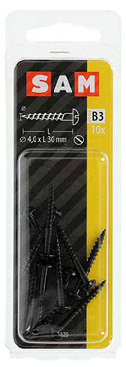 Mack 1017385 - Holzschraube Linsenkopf schwarz verzinkt 10 Stück 4,0 x 30 mm | 10 Stück