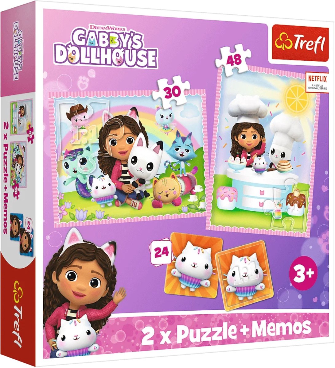 Trefl Gabby's Dollhouse 3-in-1-Puzzleset + Memory