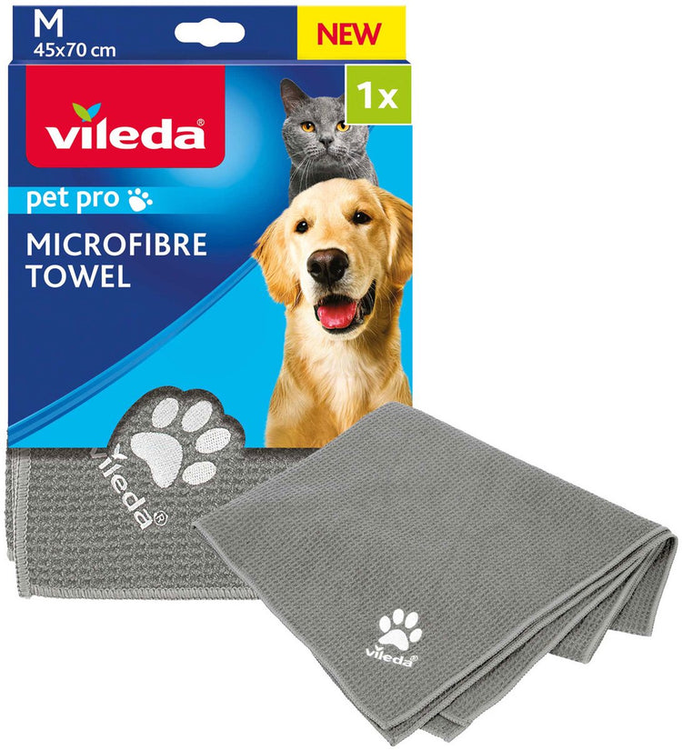 Vileda – Handtuch für Hunde und Katzen – Größe M – Pet Pro Mikrofasertuch – saugfähig und schnell trocknend