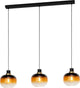 Eglo Oilella Hängelampe – E27 – 95 cm – bernsteinfarbenes Glas – schwarzes Messing