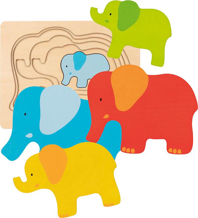 Goki Holzschicht Puzzle Elefant, 5st.