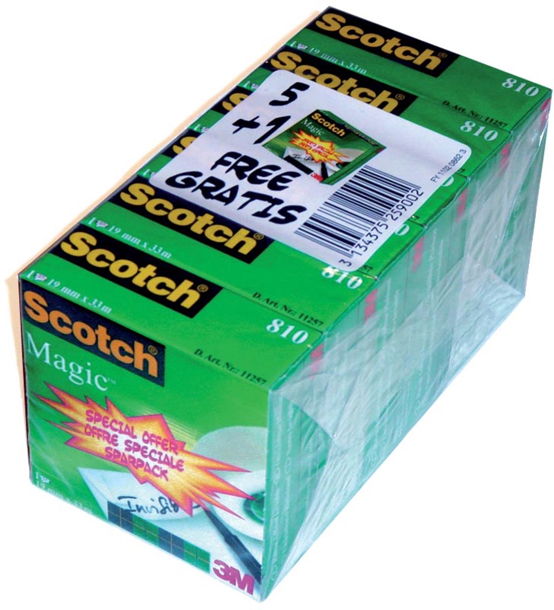 Scotch Klebeband Magic Tape Größe 19 mm x 33 m Packung mit 6 Rollen