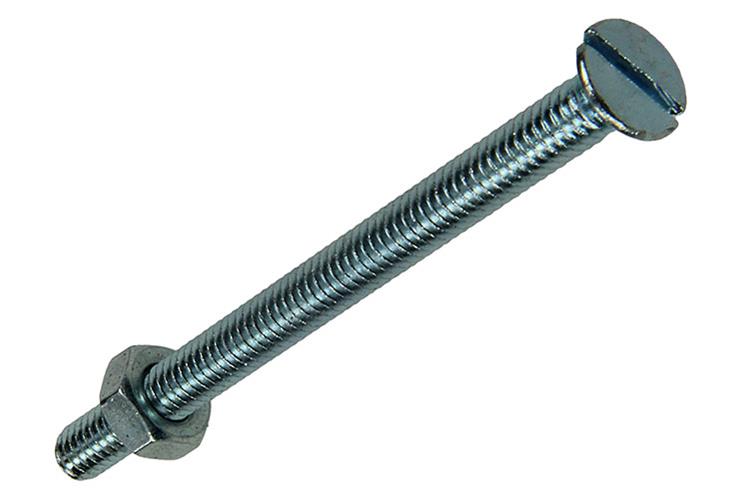 Mack 1017496 – Metallschraube verzinkt. Kopf + Mutter plattiert 9 Stück M4 x 50 mm | 10 Stück