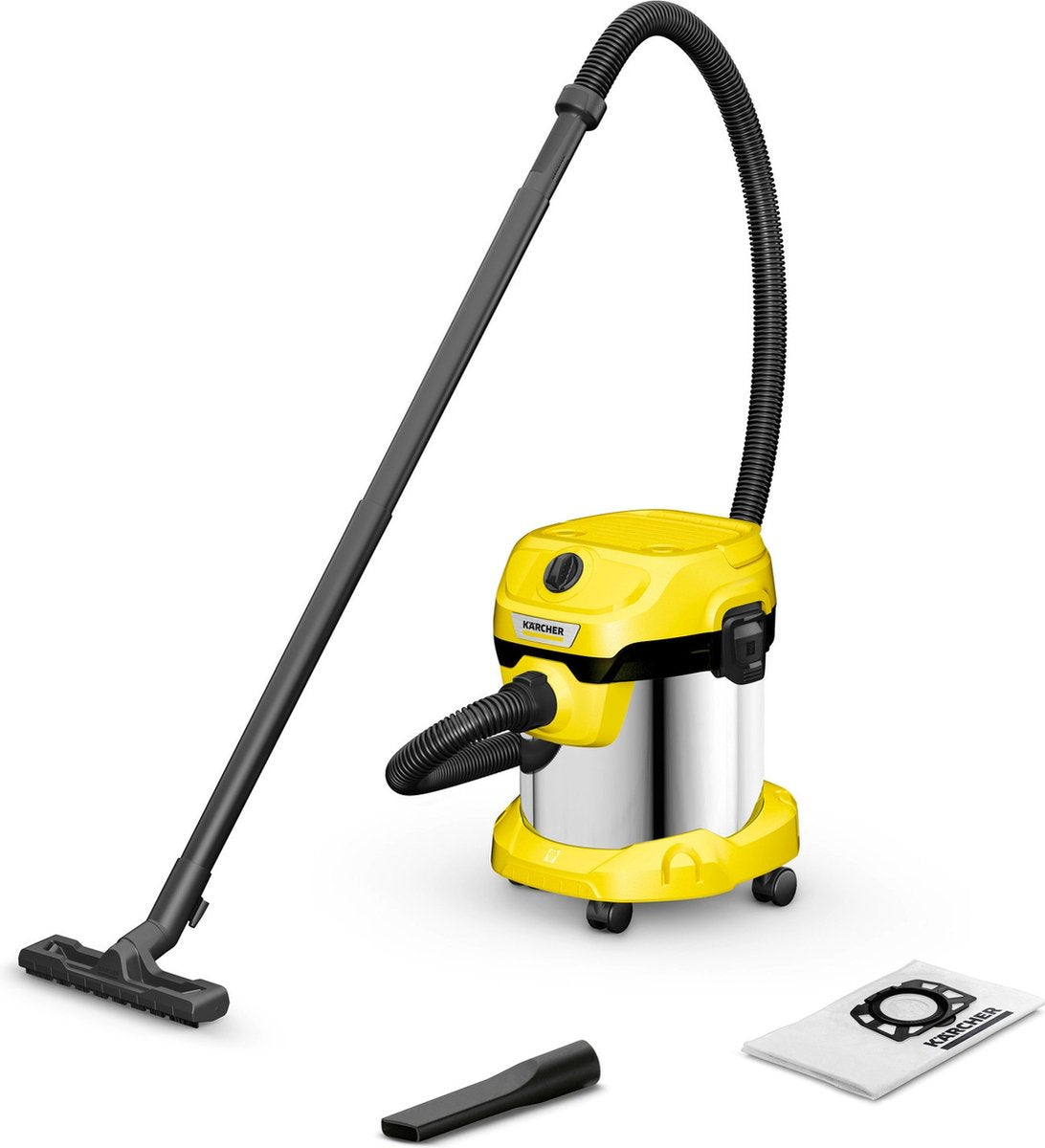 Kärcher wd 2 plus s v-15 4 18 Nass- und Trockensauger – 1000 W – Edelstahl-Schmutzbehälter 15 l – Netzkabel 4 m