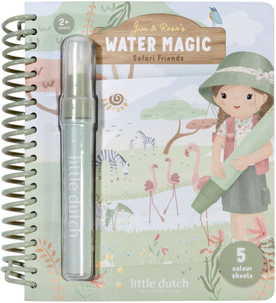 Little Dutch Wasser-Malbuch – Safari Rosa – wiederverwendbares magisches Malbuch – Lernspielzeug für Kleinkinder zum Ausmalen – ab 2 Jahren