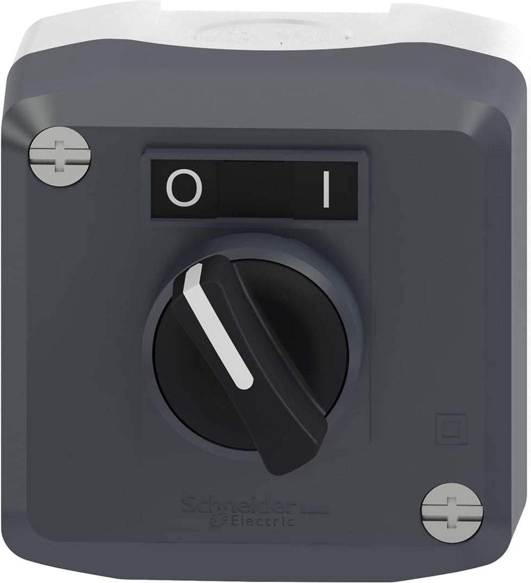 Schneider elektrischer Druckknopfkasten mit Wahlschalter – schwarz – 1 Schließer – i o – Harmonie – xald134
