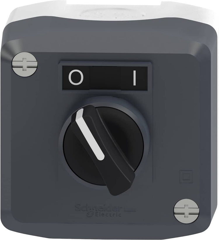 Schneider elektrischer Druckknopfkasten mit Wahlschalter – schwarz – 1 Schließer – i o – Harmonie – xald134