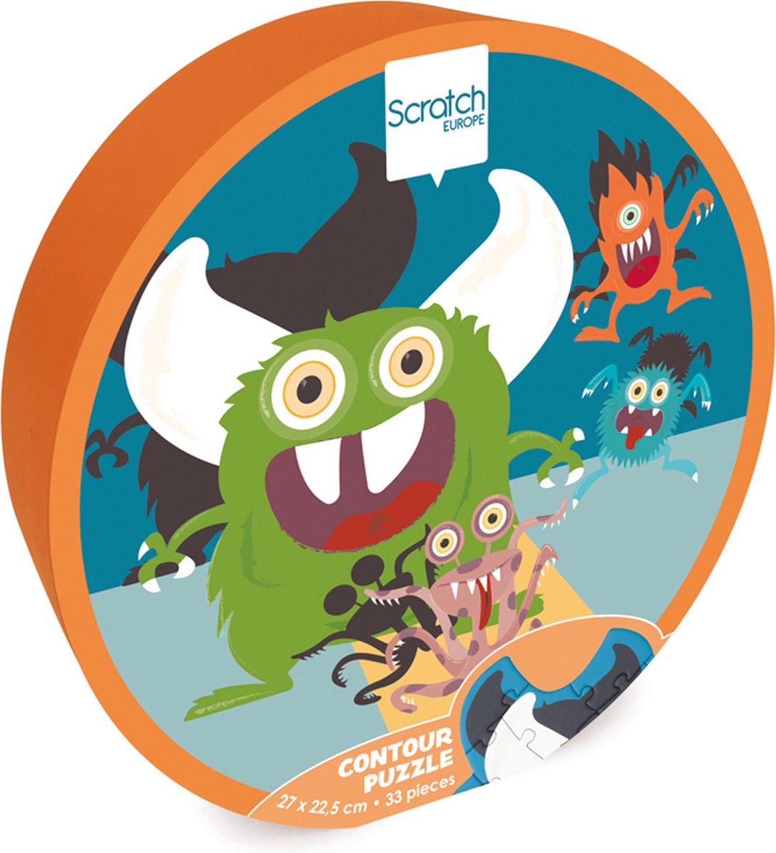 Kratzkonturpuzzle – Monster – 27,3 x 22,4 cm – 33 Teile – 3 Jahre