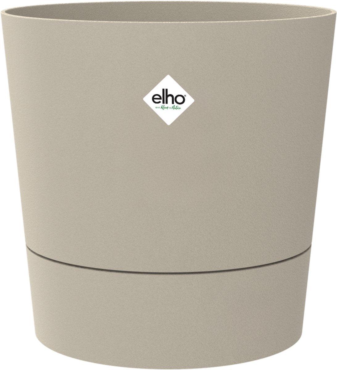 Elho Foss rund 43 cm – Blumentopf für den Innenbereich – 100 % recycelter Kunststoff – ø 43 x H 42,5 – Pilzbeige