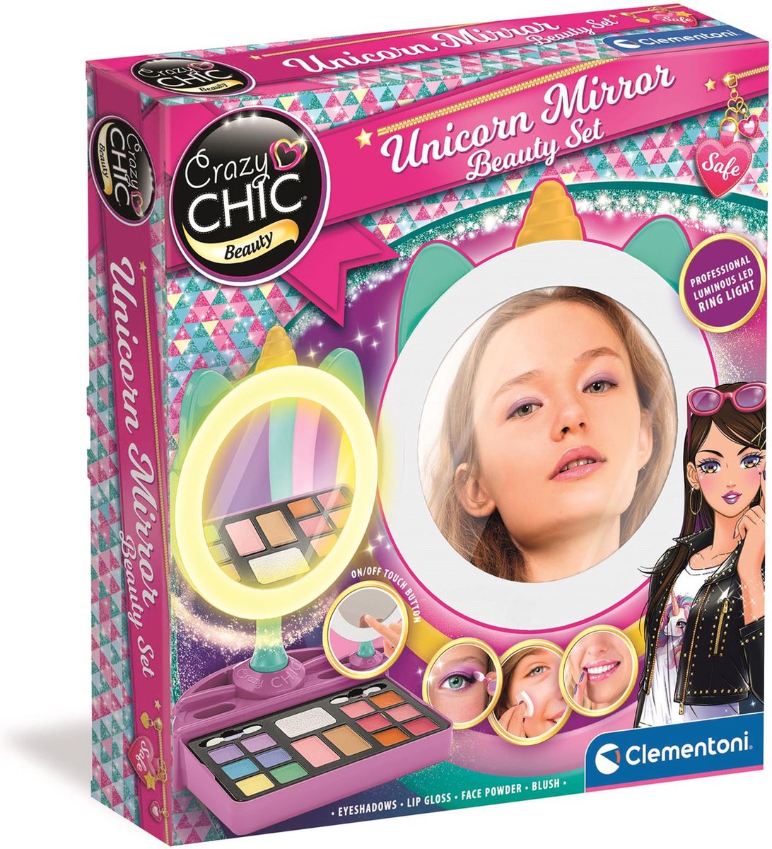Clementoni Crazy Chic - Unicorn Spiegel mit LED -Ringlicht