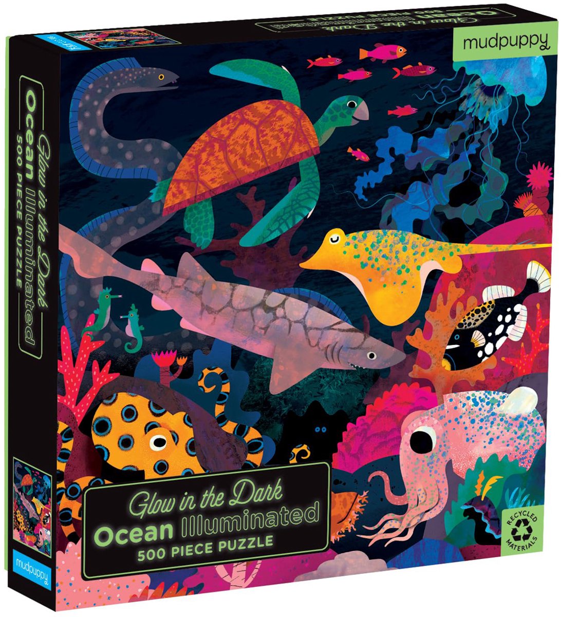 Mudpuppy Glow in the Dark Puzzle – Ozean – 51 x 51 cm – 500 Teile – 8 Jahre
