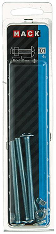 Mack 1017558 – Heizungsschraube + Mutter aus verzinktem Stahl, 4 Stück, M6 x 80 mm | 5 Stück