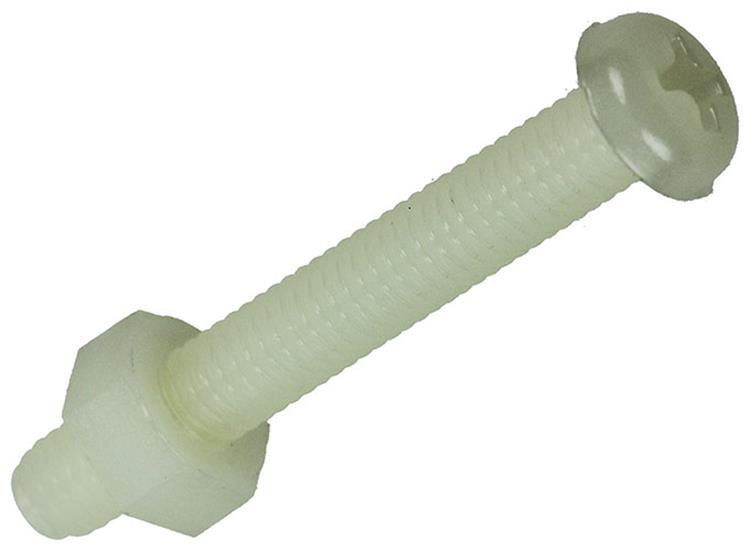 Mack 1017641 - Metallschraubzyl. Kopf + Mutter Nylon 6 Stück M4 x 30 mm | 10 Stück