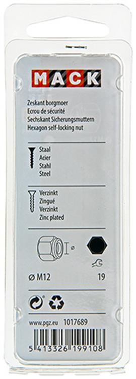 Mack 1017689 - Sechskant-Sicherungsmutter Stahl verzinkt 4 Stück M12 | 10 Stück